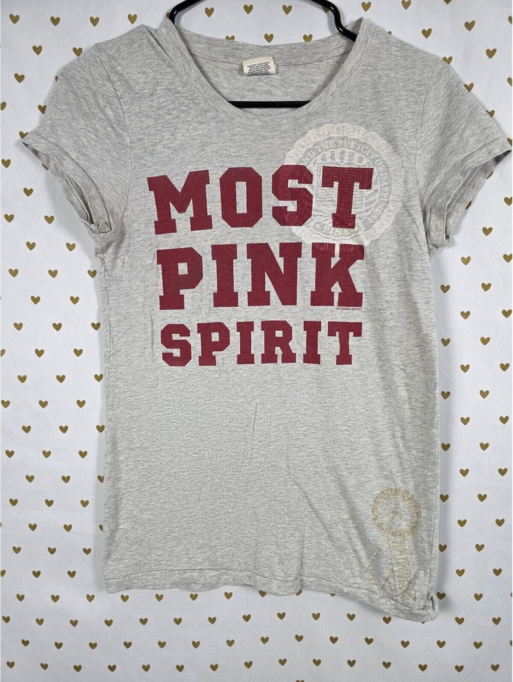 Victorias Secret PINK Vintage MOST SPIRIT Tee shirt Grey Y2k Medium